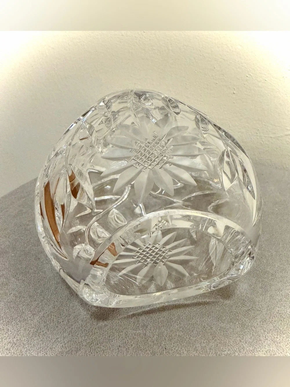 German Lausitzer Margaret Sunflower Lead Crystal Vase Vintage 1960s W Germany